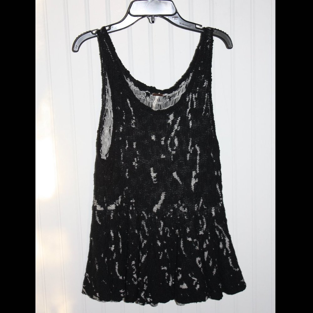 Free People Black & White Peplum Top